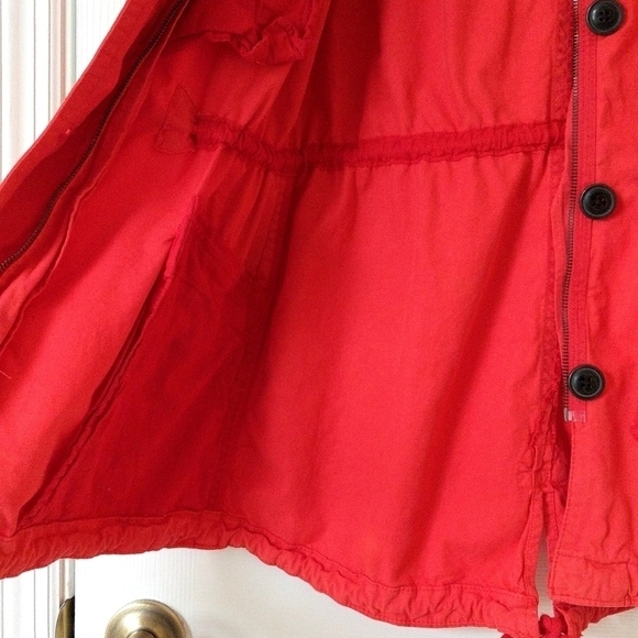 Gap Lightweight Zip & Button Front Hooded Utility Cargo Jacket Hot Coral Pink XS - Picture 7 of 16